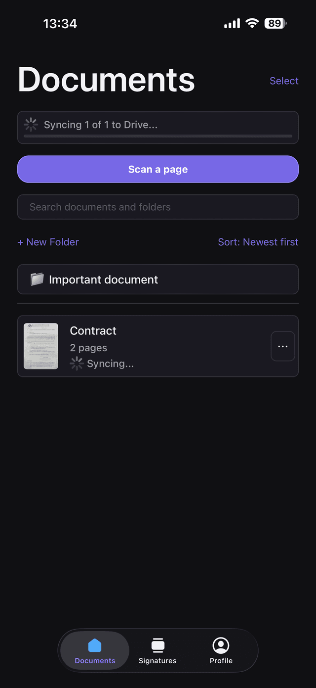 Documents list