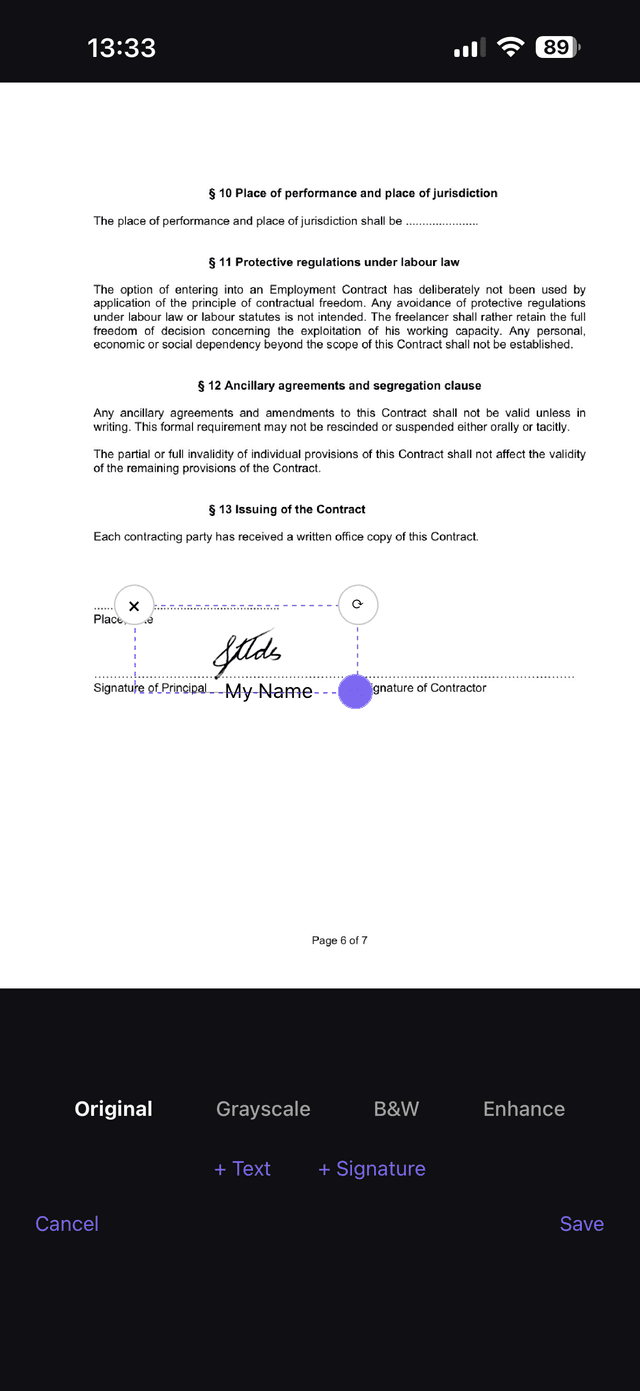 Sign a document