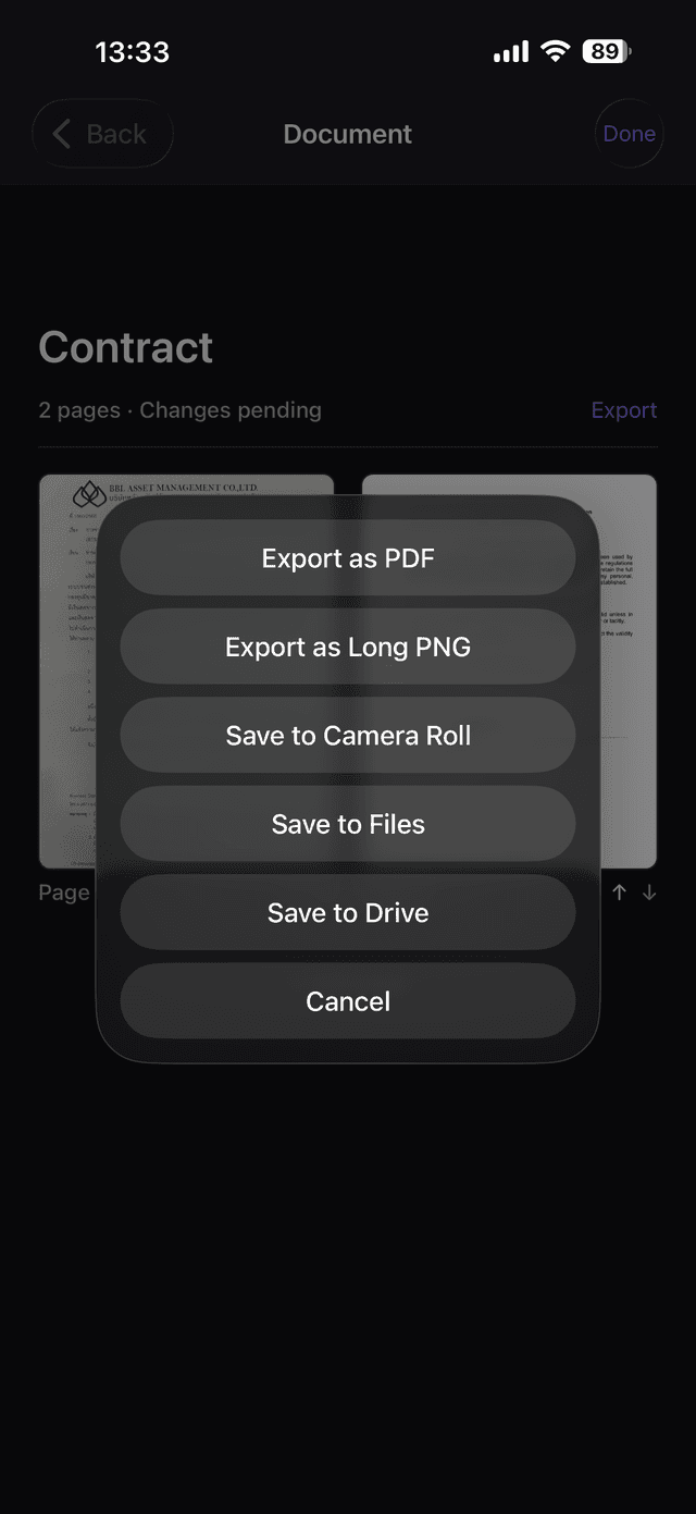 Export options